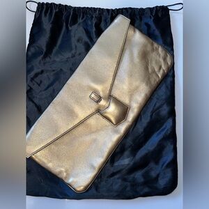 YSL Vintage metallic gold tone lambskin clutch